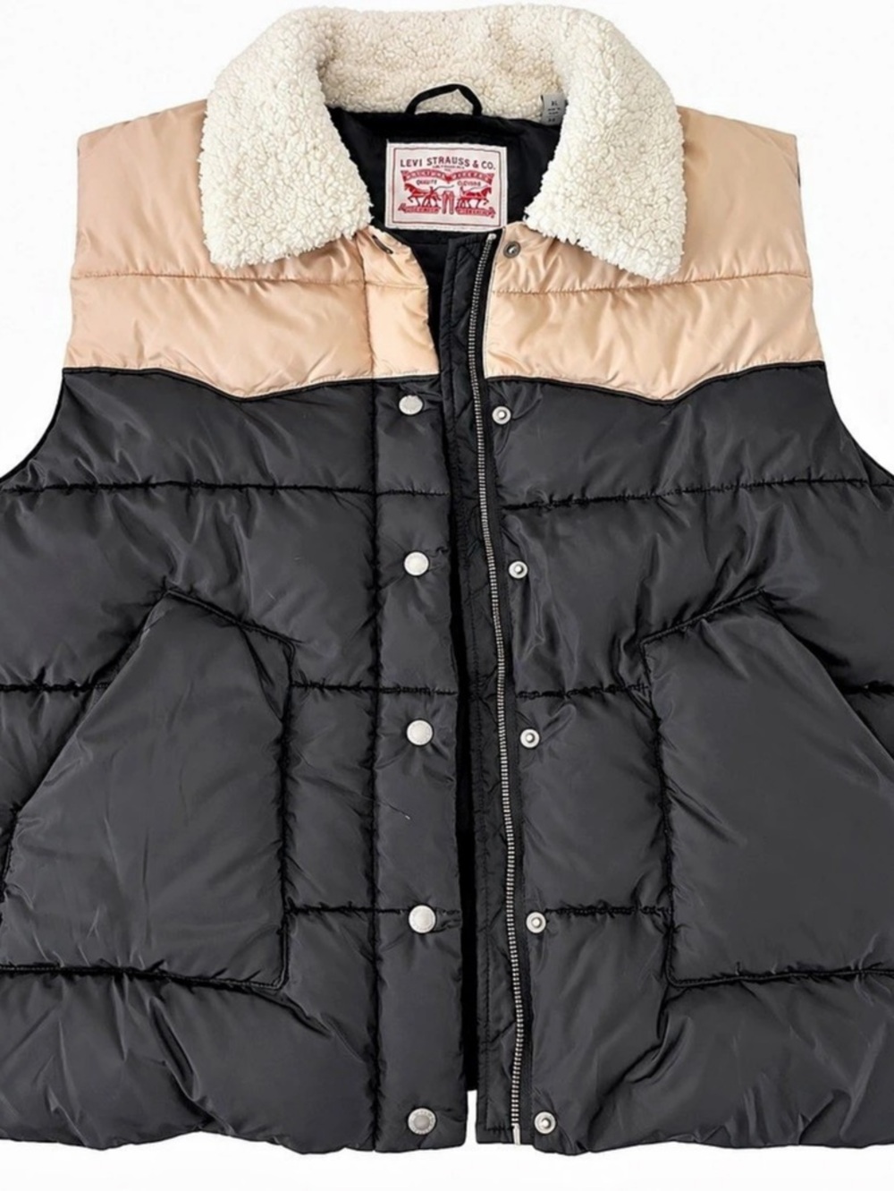 Levi's Color Block Puffer Vest in Black & Pink Like New